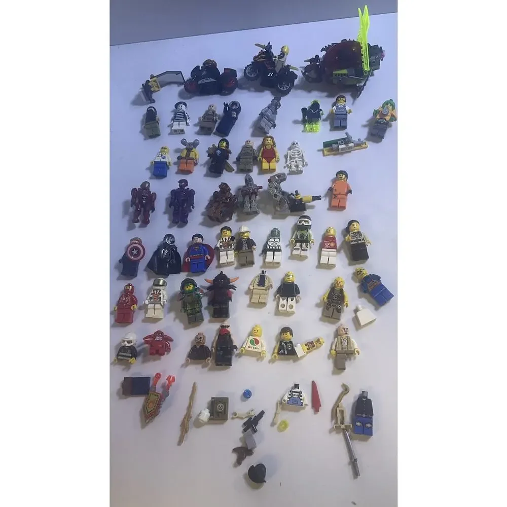 Lego Minifigures (Lot of 70) Marvel, Star Wars, w Accessories Parts Some Rare